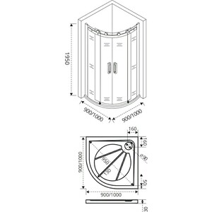 Душевой уголок Good Door Galaxy R-TD 90x90 прозрачный, хром (R-TD-90-C-CH)