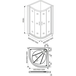 Душевой уголок Good Door Infinity R 100х100 с поддоном, прозрачный, хром
