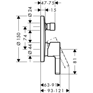 Смеситель для ванны Hansgrohe Metris S для механизма 01800180, хром (31465000)