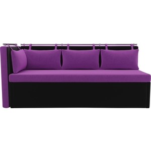 Кухонный угловой диван Мебелико Метро микровельвет фиолетово-черный угол левый