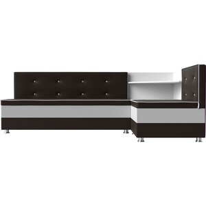 Кухонный диван Мебелико Милан эко-кожа коричнево-белый правый