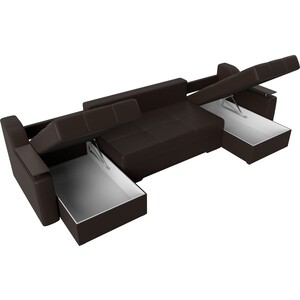 Угловой диван Мебелико Сенатор-П эко-кожа коричневый