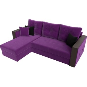 Угловой диван Мебелико Валенсия микровельвет фиолетовый левый угол
