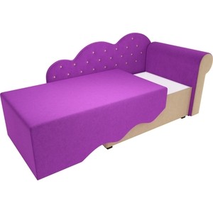Детская кровать АртМебель Тедди-1 микровельвет фиолетовый/бежевый правый угол