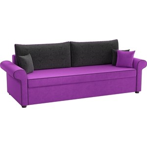 Диван прямой АртМебель Милфорд микровельвет фиолетовый с черными подушками