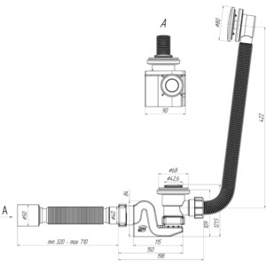 Слив-перелив АНИ пласт Бриг Клик-клак с гибкой трубой (EC655S)