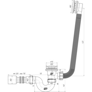 Слив-перелив АНИ пласт прямоточный Клик-клак, с гибкой трубой (грибок) (EC155G)