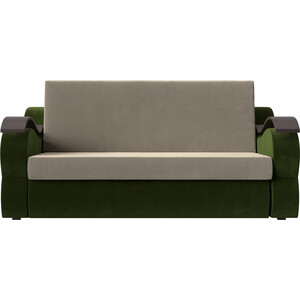 Прямой диван АртМебель Меркурий вельвет бежевый/зеленый(160)