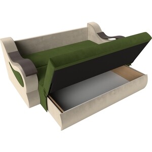 Прямой диван АртМебель Меркурий вельвет зеленый/бежевый (100)