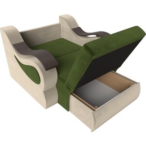 Прямой диван АртМебель Меркурий вельвет зеленый/бежевый (80)
