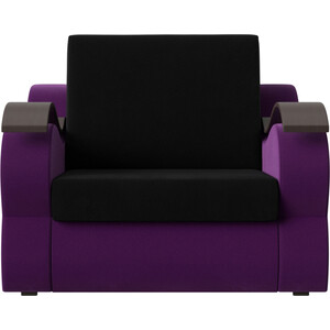 Прямой диван АртМебель Меркурий вельвет черный/фиолетовый (80)
