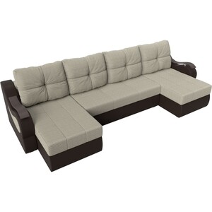 П-образный диван АртМебель Меркурий корфу 02 экокожа коричневый