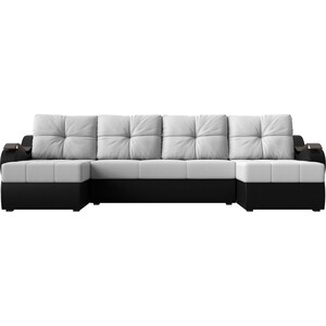 П-образный диван АртМебель Меркурий экокожа белый/черный