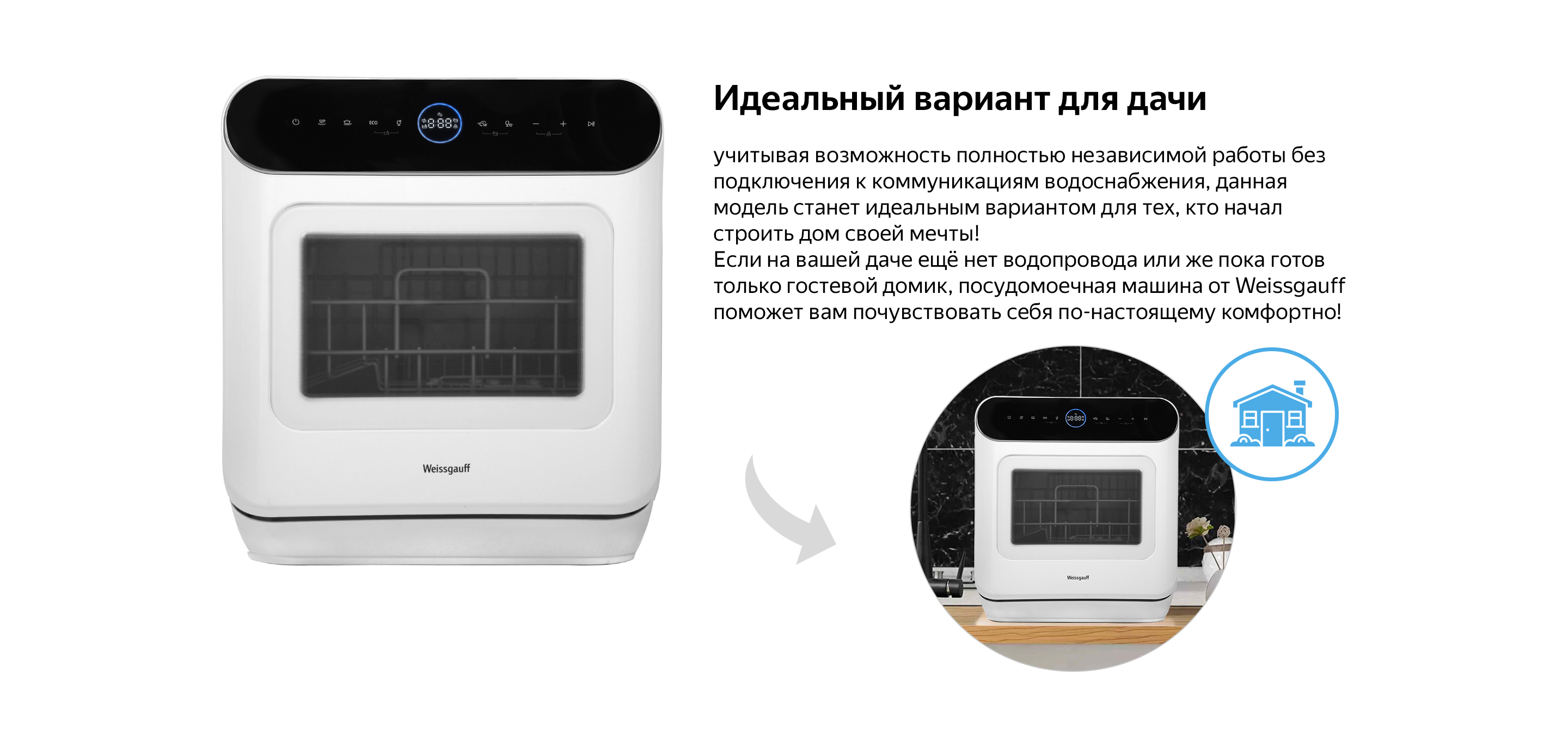 Компактная посудомоечная машина Weissgauff TDW 4037 D, белый – купить в  интернет-магазине Техпорт в г. Москва по выгодной цене с доставкой