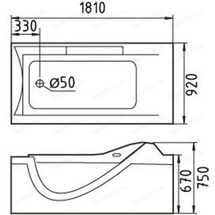 Акриловая ванна Gemy 180x90 с гидромассажем (G9055 K L), белый – купить ...