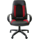 Кресло офисное Brabix Strike EX-525 экокожа черная, ткань черная/бордовая TW (531379)
