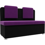 Кухонный прямой диван АртМебель Маккон 2-х местный микровельвет фиолетовый/черный