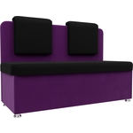 Кухонный прямой диван АртМебель Маккон 2-х местный микровельвет черный/фиолетовый