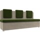 Кухонный прямой диван АртМебель Маккон 3-х местный микровельвет зеленый/бежевый