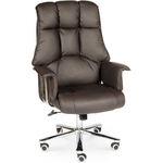 Кресло офисное NORDEN Президент сталь + хром/темно-коричневая экокожа