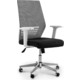 Кресло офисное NORDEN Престиж LB/ белый пластик/серая сетка/черная ткань