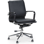 Кресло офисное NORDEN Харман LB/ (black) хром/черная экокожа (низкая спинка)