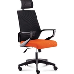Кресло офисное NORDEN Эрго black/ черный пластик/черная сетка/оранжевая ткань