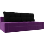Прямой диван Лига Диванов Мартин микровельвет фиолетовый подушки черный