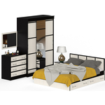 Комплект мебели СВК Сакура спальня № 1 кровать 160x200, комод с зеркалом, тумба, шкаф-купе 150, венге/дуб лоредо (1670036)