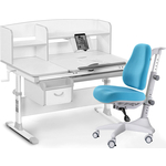 Комплект мебели (стол+полка+кресло+чехол) Mealux EVO Evo-50 G (Evo-50 G + Y-528 KBL) белая столешница/ пластик серый