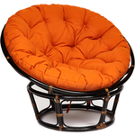 Кресло TetChair Papasan 23/01 W с подушкой Antique brown античный черно-коричневый/ткань оранжевый С23