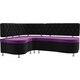 Кухонный угловой диван АртМебель Вегас микровельвет фиолетовый черный левый угол