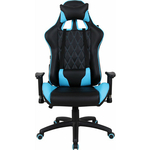 Кресло компьютерное Brabix GT Master GM-110 две подушки экокожа черное/голубое (531928)