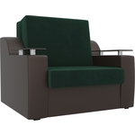 Кресло-кровать АртМебель Сенатор велюр зеленый экокожа коричневый (60)