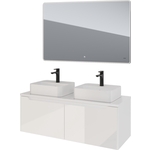 Мебель для ванной Dreja W 125 с ящиками, столешница, белый глянец