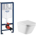 Комплект унитаза Roca Gap Clean Rim Duplo WC с инсталляцией, кнопкой, сиденьем микролифт (34647L000, 801472004, 38721001)