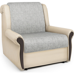 Кресло-кровать Шарм-Дизайн Аккорд М экокожа беж и серый шенилл