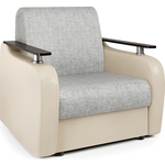 Кресло-кровать Шарм-Дизайн Гранд Д экокожа беж и серый шенилл