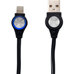Дата-кабель USB-Apple 8pin lightning Ritmix RCC-429 Black Для зарядки и синхронизации,1 м, Тканевая оплетка , "2A",LED подсветка