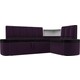 Кухонный угловой диван АртМебель Тефида велюр черный фиолетовый правый угол