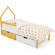 Детская кровать-домик Бельмарко мини Svogen дерево-белый + ящики 1 дерево, 1 белый + бортик ограждение