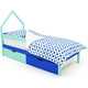 Детская кровать-домик Бельмарко мини Svogen мятно-синий + ящики 1 мятный, 1синий + бортик ограждение