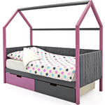 Детская кровать-домик Бельмарко мягкий Svogen лаванда-графит + ящики 1 лаванда, 1 графит