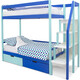 Бельмарко Детская двухярусная кровать Svogen мятно-синий + ящики 1 мятный, 1синий