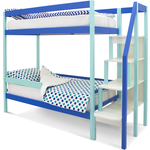 Бельмарко Детская двухярусная кровать Svogen мятно-синий + бортик ограждение