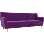Кухонный прямой диван АртМебель Брайтон Люкс 3-х местный микровельвет фиолетовый