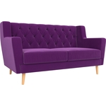 Кухонный прямой диван АртМебель Брайтон Люкс 2-х местный микровельвет фиолетовый