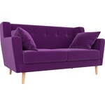 Кухонный прямой диван АртМебель Брайтон 2-х местный микровельвет фиолетовый