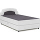 Кровать Шарм-Дизайн Шарм 140 серая рогожка и белая экокожа
