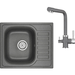 Кухонная мойка и смеситель Granula GR-5801, GR-2015 графит